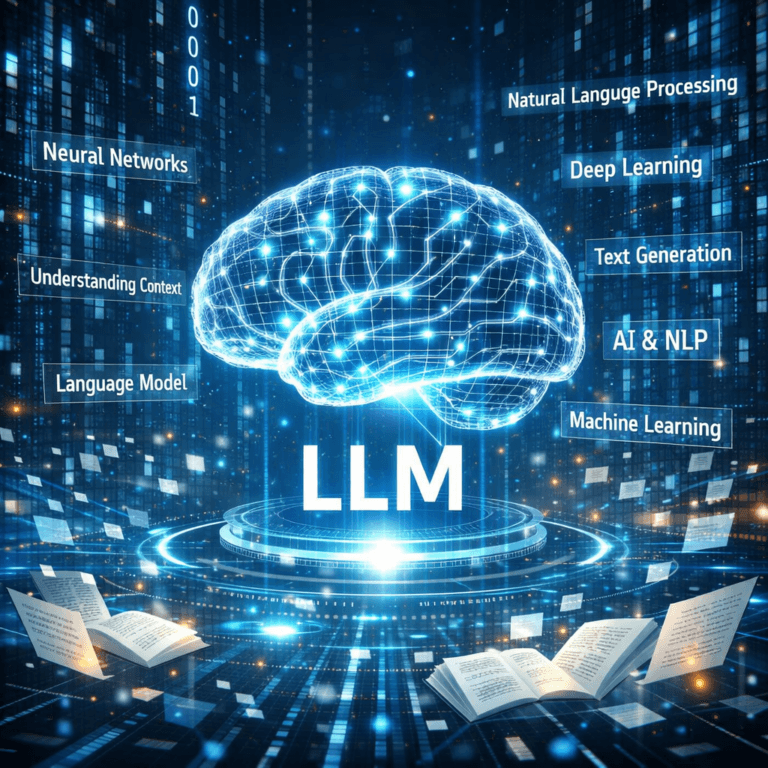 AI 뇌와 LLM의 미래적 비주얼